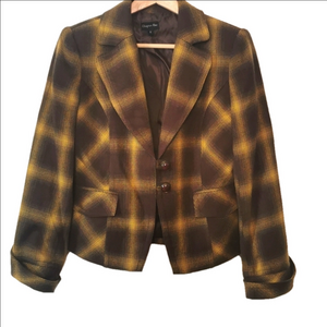 NWT Chapter One plaid blazer. Size 8. Mustard plaid. Never worn.